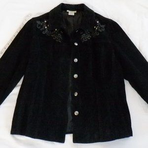 Western Rodeo Black Suede Jacket Embroidered Womens Medium